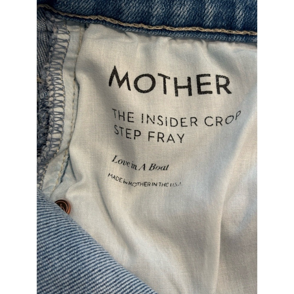 MOTHER Insider Crop Step Fray Jeans Love In A Boat Wash Women's 31 Raw‎ Hem - Picture 6 of 12